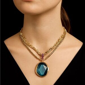 Elegant Blue and Gold ‘Orb’ Pendant Necklace